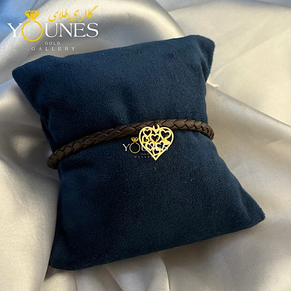 دستبند چرم قلب قلبی طلا